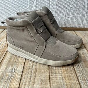 Sorel Taupe Suede Slip-On Ankle Boots